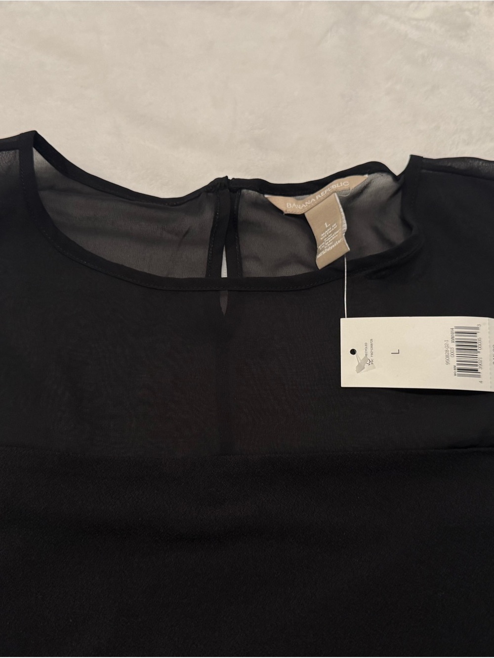 Banana Republic NWT Black Sleeveless Tank with Sheer Yoke - Picture 4 of 8